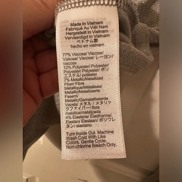 NWT J. CREW Sparkly Metallic Silver Shimmer Mock Turtleneck LARGE Stretch - Picture 5 of 10